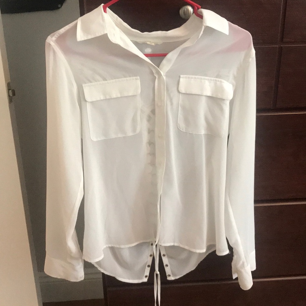 Sheer guess collared shirt!